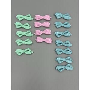 Vintage Girl’s Hair Clips Barrettes Bows Lot Pink Blue Green